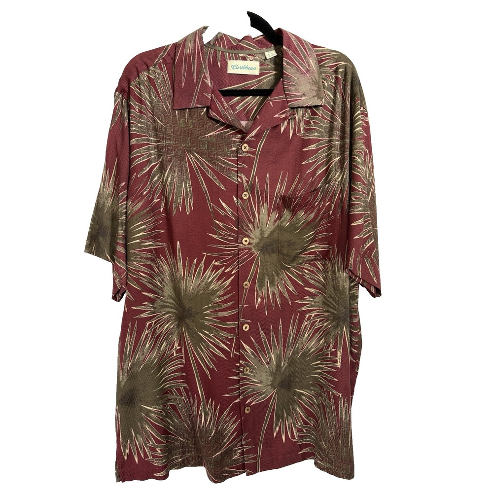 Caribbean Shirt Size LT tropical Hawaiian Short Sleeve Button Up